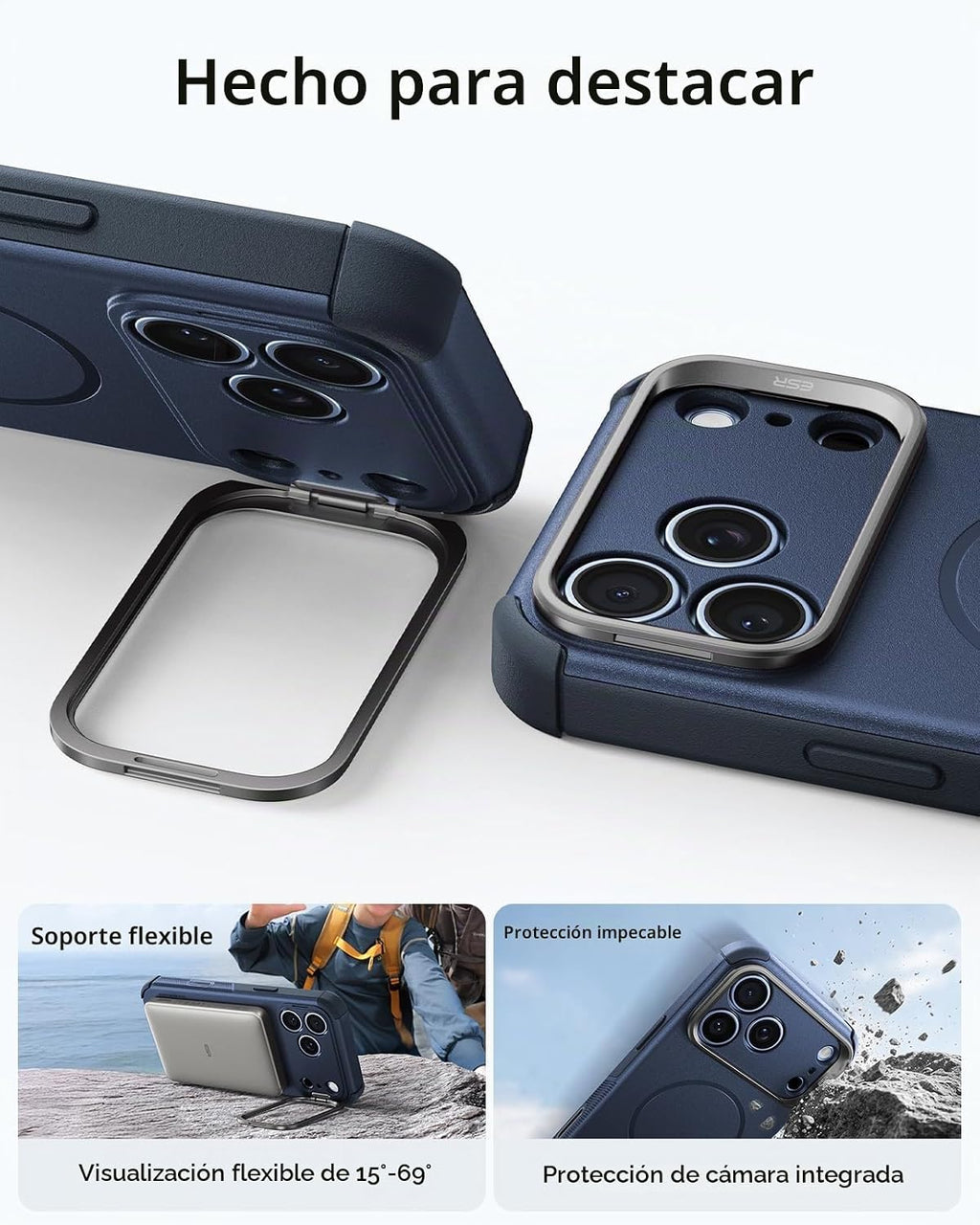ESR Funda para iPhone 17 Pro Max con Soporte Stash, Protección contra Caídas de Grado Militar 7X con Control de Cámara, Cubierta Resistente para Teléfono que Absorbe Impactos, Compatible con