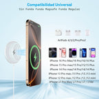 Cargador inalámbrico magnético de 10 pies, cargador rápido Apple Mag-Safe de 15 W para iPhone 17/16/15 PD con USBC Apple bloque de carga rápida de 10 pies de carga rápida para iPhone 17/17 Air/17 16 15 Pro/Pro Max/14/13/12/AirPods