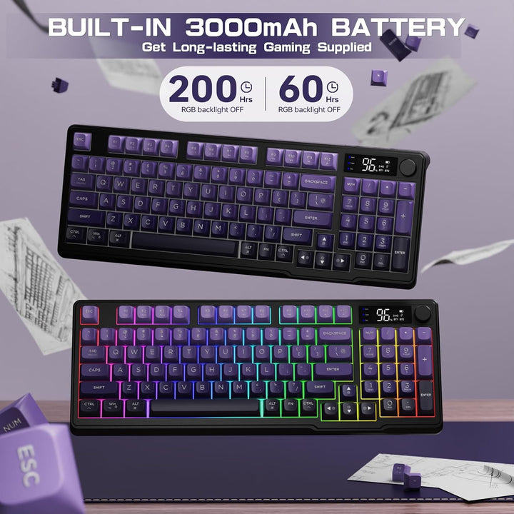 LexonElec M96 - Teclado inalámbrico, perfil bajo, membrana para esc...