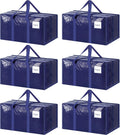 Paquete de 6 bolsas de mudanza grandes extra resistentes con cremallera fuerte y asas cómodas, bolsas de almacenamiento de ropa resistentes y duraderas, cajas de mudanza azules para suministros