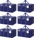 Paquete de 6 bolsas de mudanza grandes extra resistentes con cremallera fuerte y asas cómodas, bolsas de almacenamiento de ropa resistentes y duraderas, cajas de mudanza azules para suministros