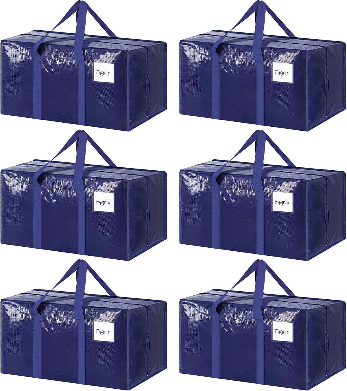 Paquete de 6 bolsas de mudanza grandes extra resistentes con cremallera fuerte y asas cómodas, bolsas de almacenamiento de ropa resistentes y duraderas, cajas de mudanza azules para suministros