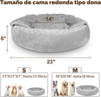 JOEJOY Cama pequeña para perros y gatos con manta con capucha, acogedora cama de lujo para cachorros y mascotas, redonda en forma de dona, calmante y antiansiedad, cama cueva para perros, parte