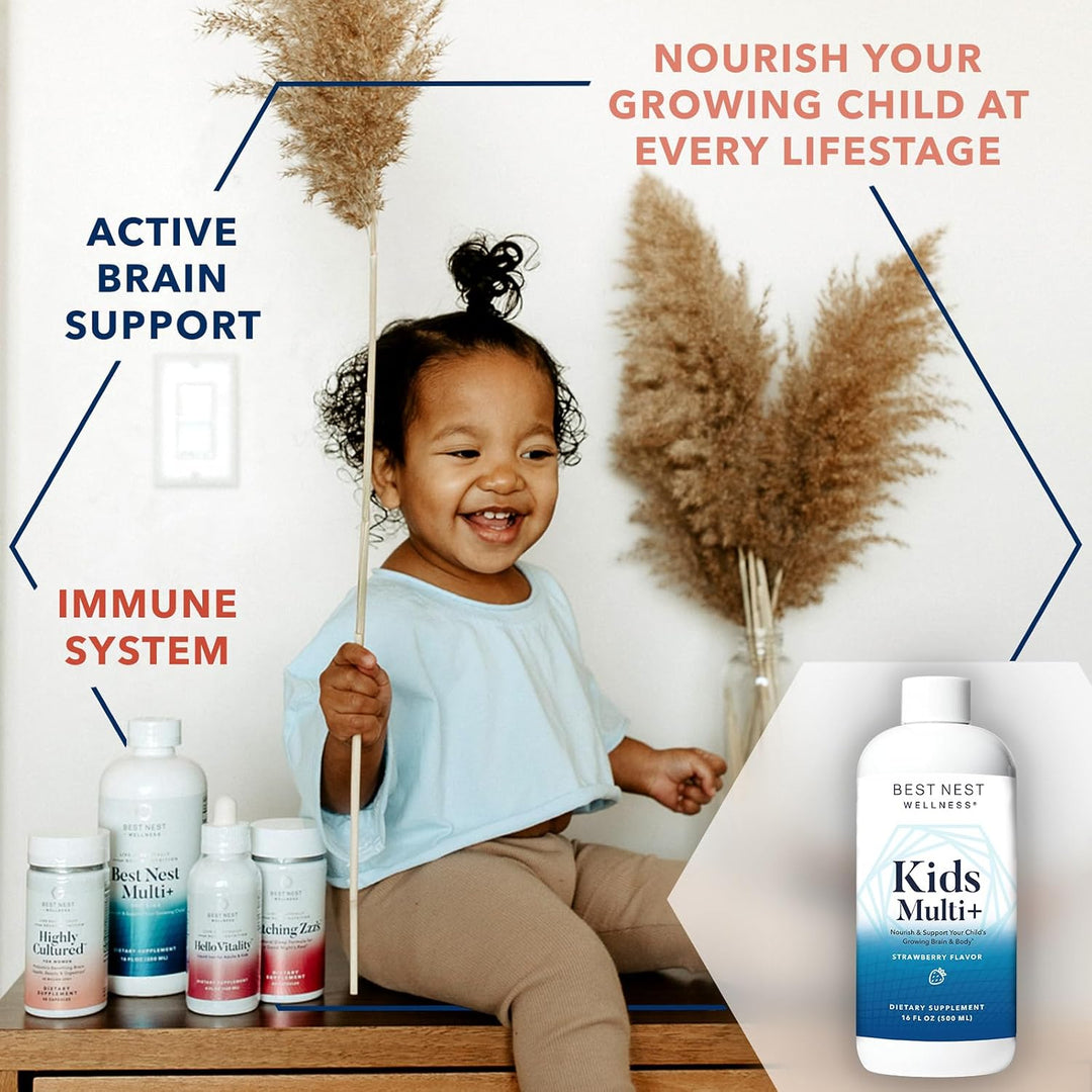 Best Nest Multivitaminas líquidas para niños, metilfolato, vitamina...