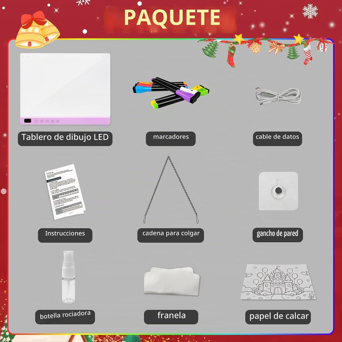 Tablero de dibujo LED con 13 efectos de luz, tablero de notas LED recargable de 16 pulgadas con colores, tableta de dibujo con luz de neón, regalos para niños para Pascua, cumpleaños, ideas