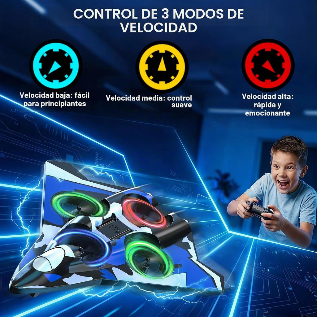 Avión de espuma Rc Planes con luces LED, avión de control remoto, avión de combate para niños y adultos de 8 a 16 años, 360 °F, rollo de acrobacias, drones para niños de 8 a 12 años, regalos