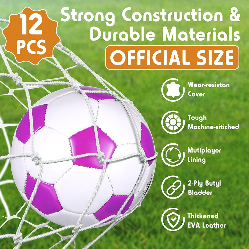 Foilswirl Juego de 12 pelotas de fútbol cristianas con bombas y bolsas con cordón, pelota de entrenamiento de fútbol al aire libre para niños, jóvenes y adultos, operación Navidad