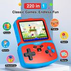 Consola de videojuegos portátil para niños, 220 juegos clásicos retro integrados, reproductor de mano Plug & Play con pantalla IPS de 3.5 pulgadas, juguete de viaje recargable, regalo de cumpleaños para niños y niñas, azul