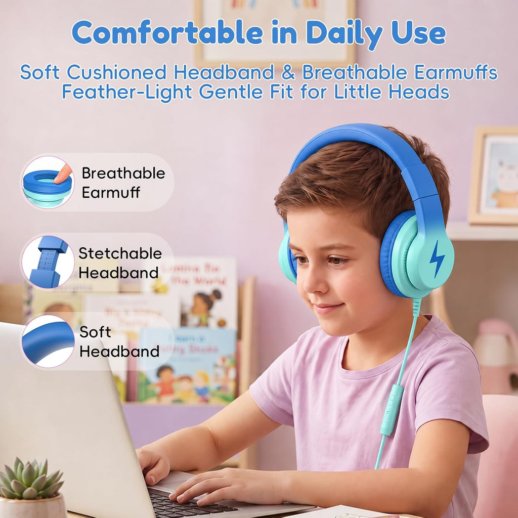 Candy Bila Auriculares con cable para niños, para la escuela, sobre la
