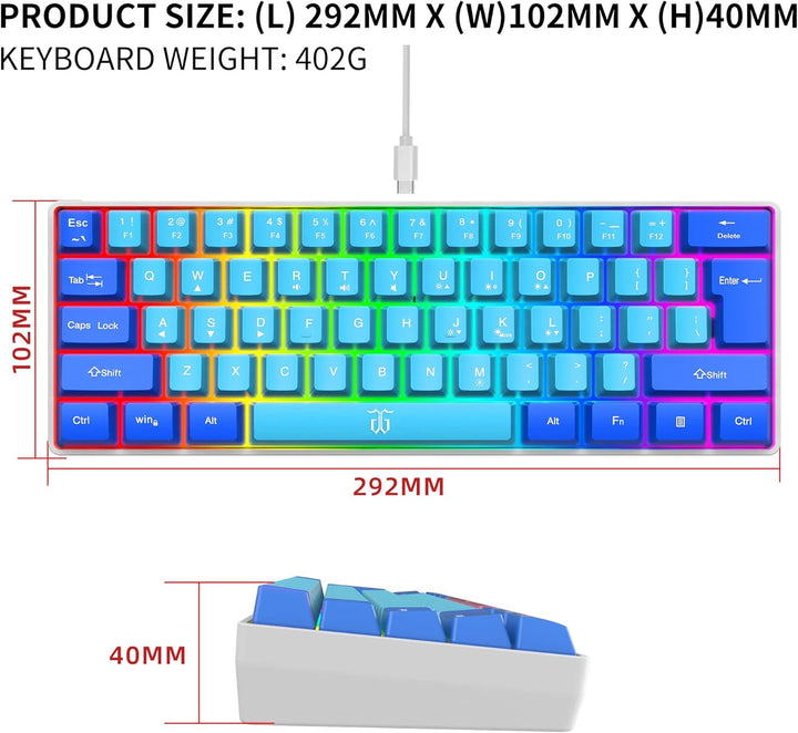 Snpurdiri - Teclado para videojuegos 60% con cable, mini teclado ul...