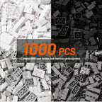 Lote de 1000 Piezas Bloques de Construcción, Juego Clásico de Bloques Básicos
