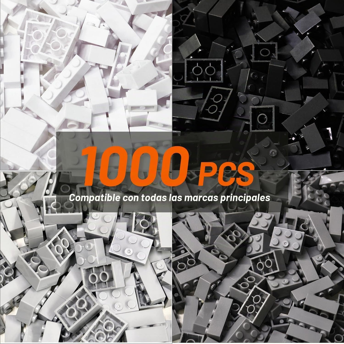 Lote de 1000 Piezas Bloques de Construcción, Juego Clásico de Bloques Básicos