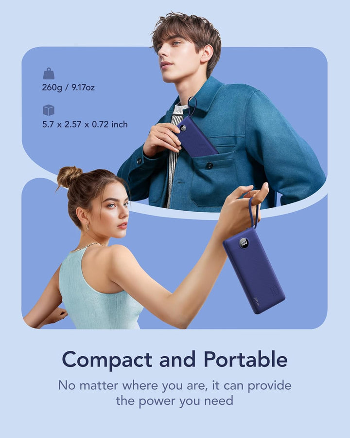 VRURC Cargador portátil para iPhone, cargador de batería USB C de 1...