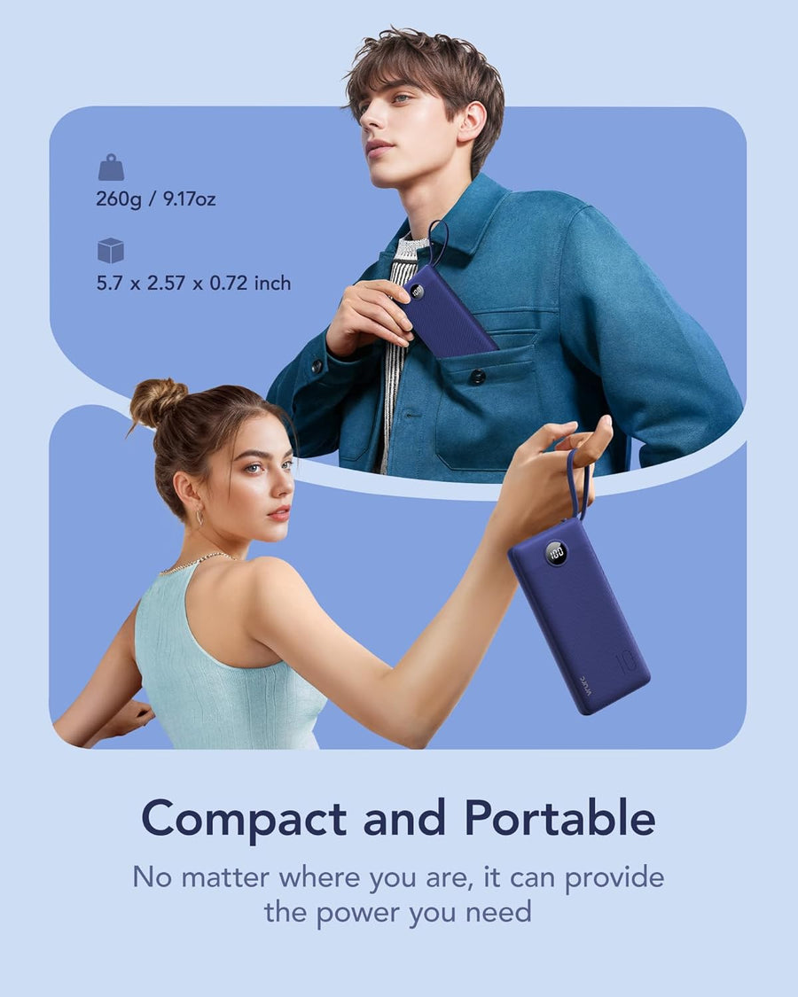 VRURC Cargador portátil para iPhone, cargador de batería USB C de 1...