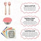 wiwens Caja de Almuerzo Bento para Niños con Termo de Sopa de 12 oz a Prueba de Fugas, Contenedor de Comida para Almuerzo con 5 Compartimentos, Frasco Térmico para Comida Caliente y Bolsa de Almuerzo