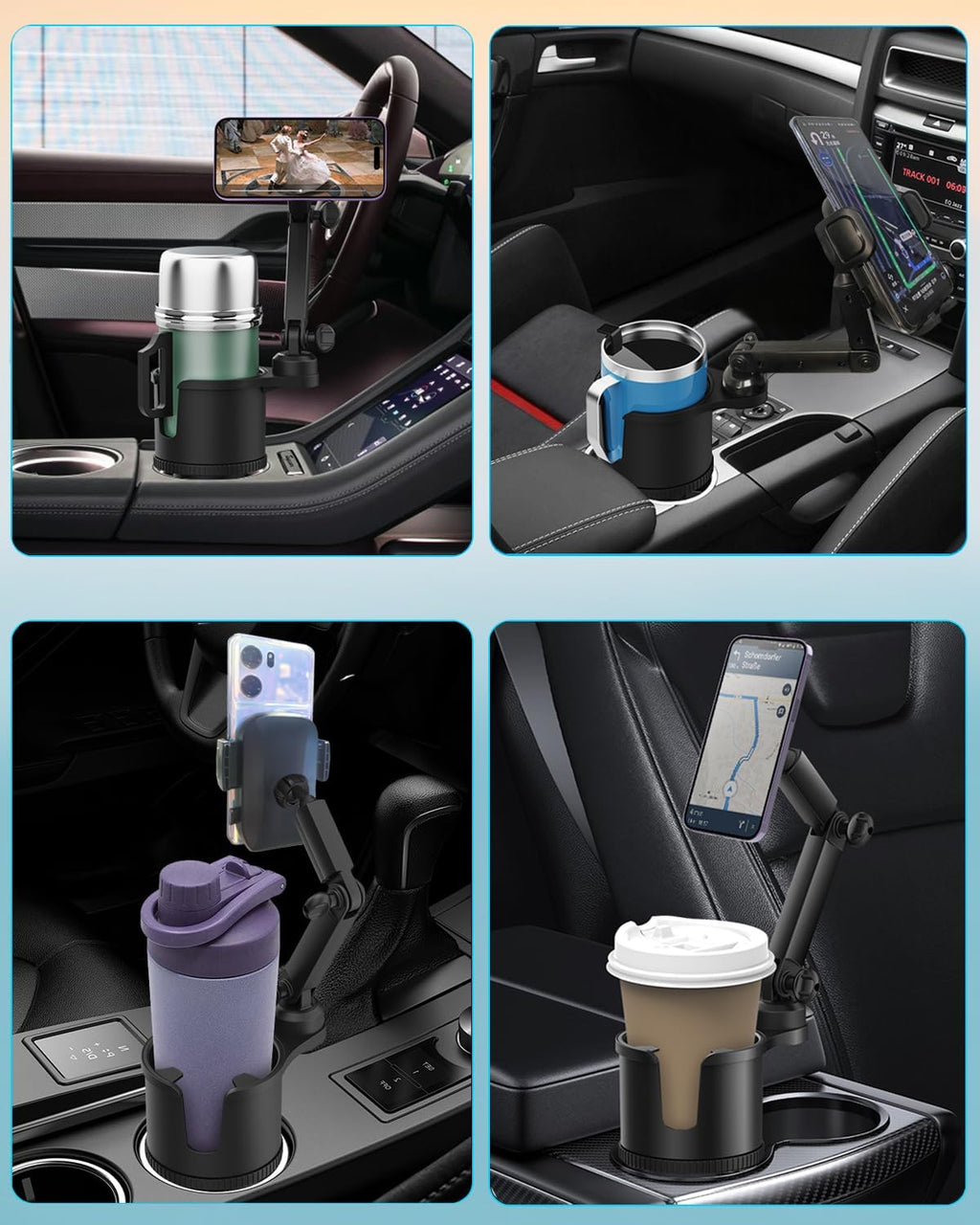 Soporte de teléfono de taza 2 en 1 para automóvil, soporte de