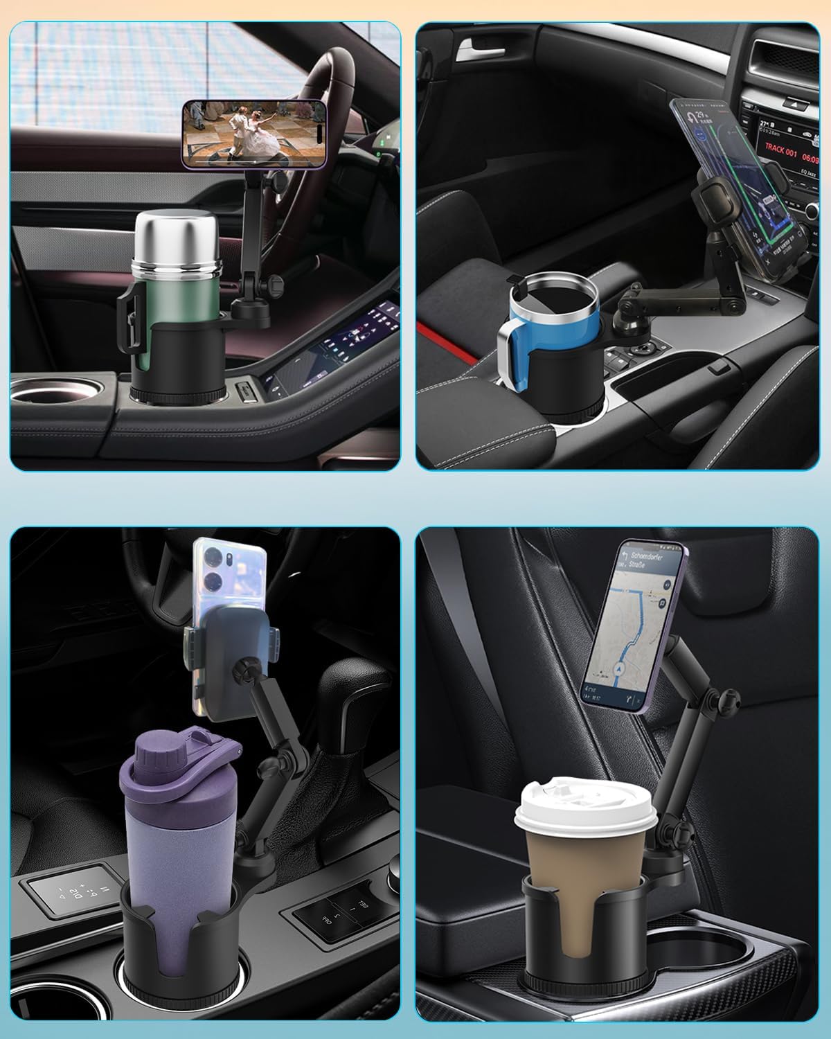 Soporte de teléfono de taza 2 en 1 para automóvil, soporte de