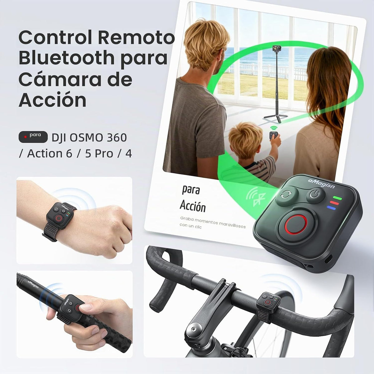 YDW Control remoto Bluetooth para DJI Osmo Action 6/Osmo Action 5 Pro/Action 4/DJI OSM0 360 cámaras, rango de control remoto inalámbrico de 164 ft, accesorios de acción inteligente