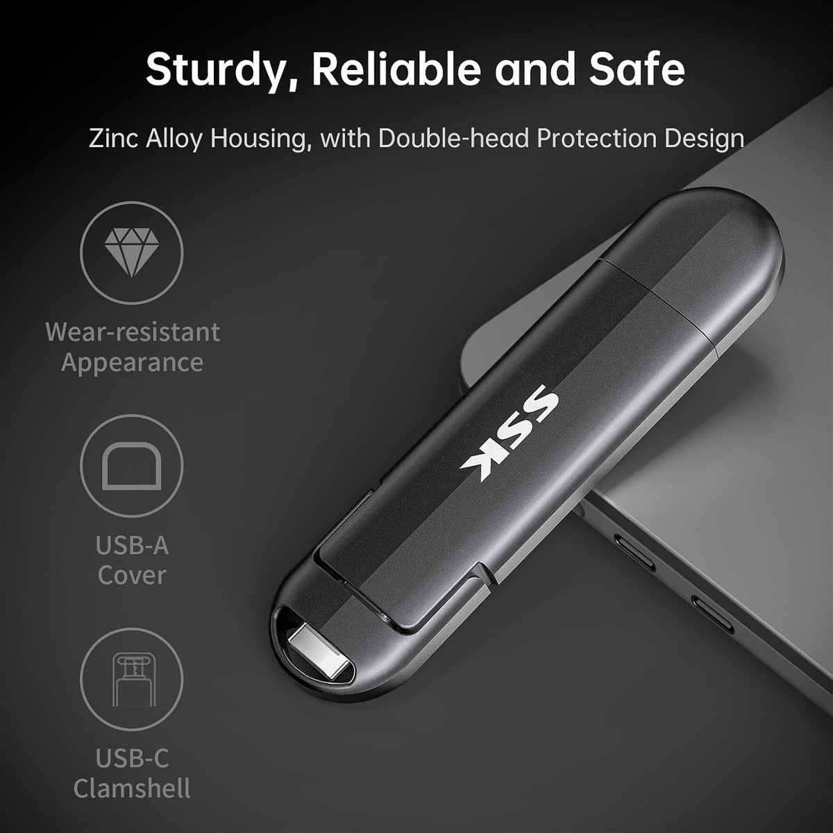 SSK Unidad USB C de 1 TB, Unidad Flash Dual con Velocidad de hasta...