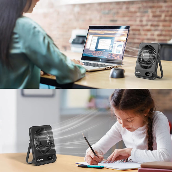 WHATOOK Paquete de 2 Ventiladores de Escritorio Pequeños: Batería d...