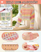 Aeelike Kit de ganchillo para adultos,Mujer Crochet Coverup,Hilo de algodón