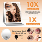 FUNTOUCH 2500mAh Espejo de maquillaje de viaje recargable grande con luz