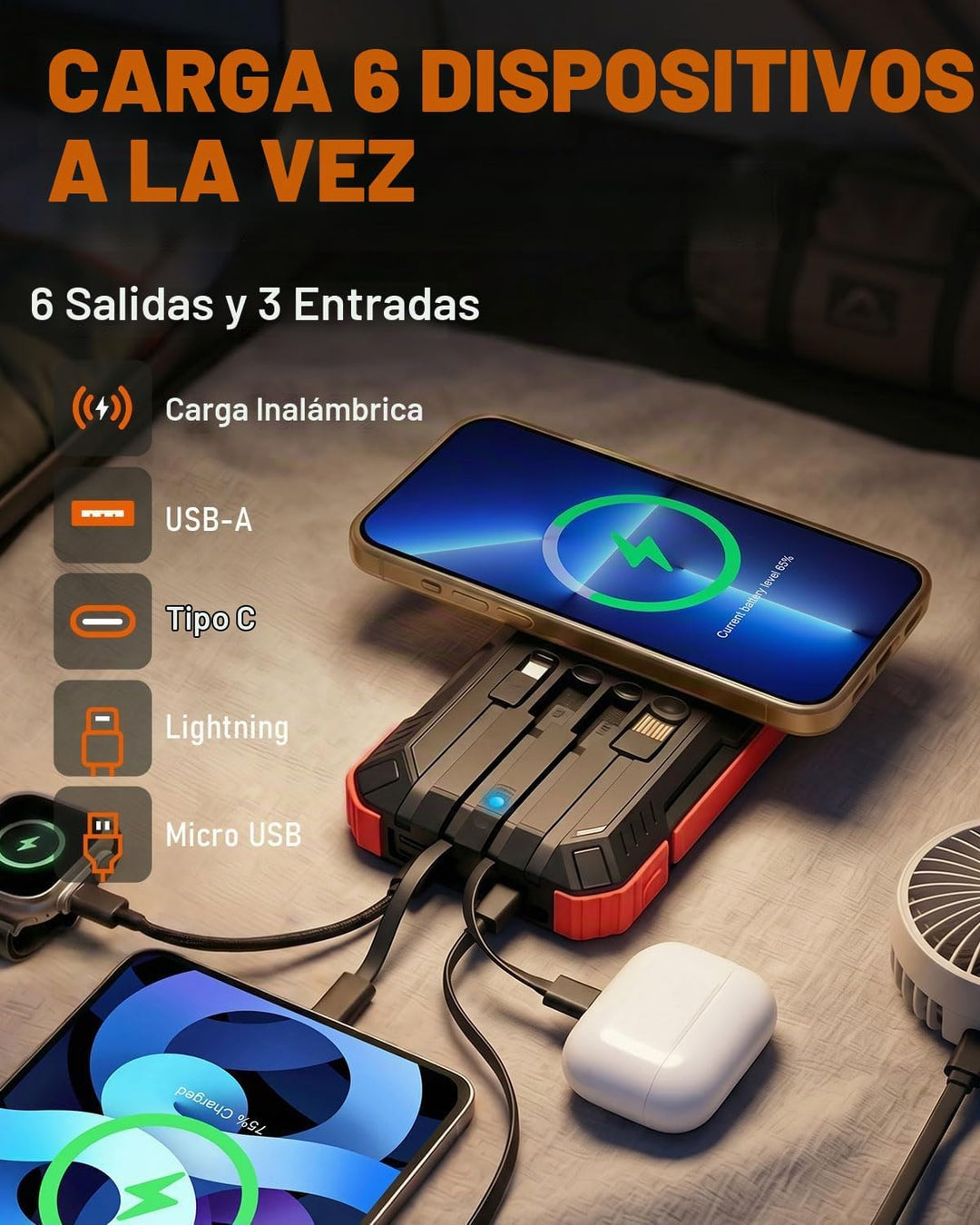 Cargador solar Banco de energía - 49800mAh QC3.0 Cargador portátil...