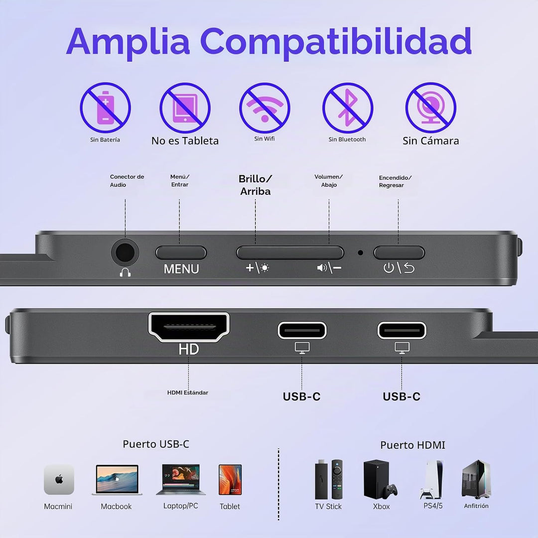 VisionOwl Monitor portátil para laptop, IPS USB-C HDMI segundo moni...