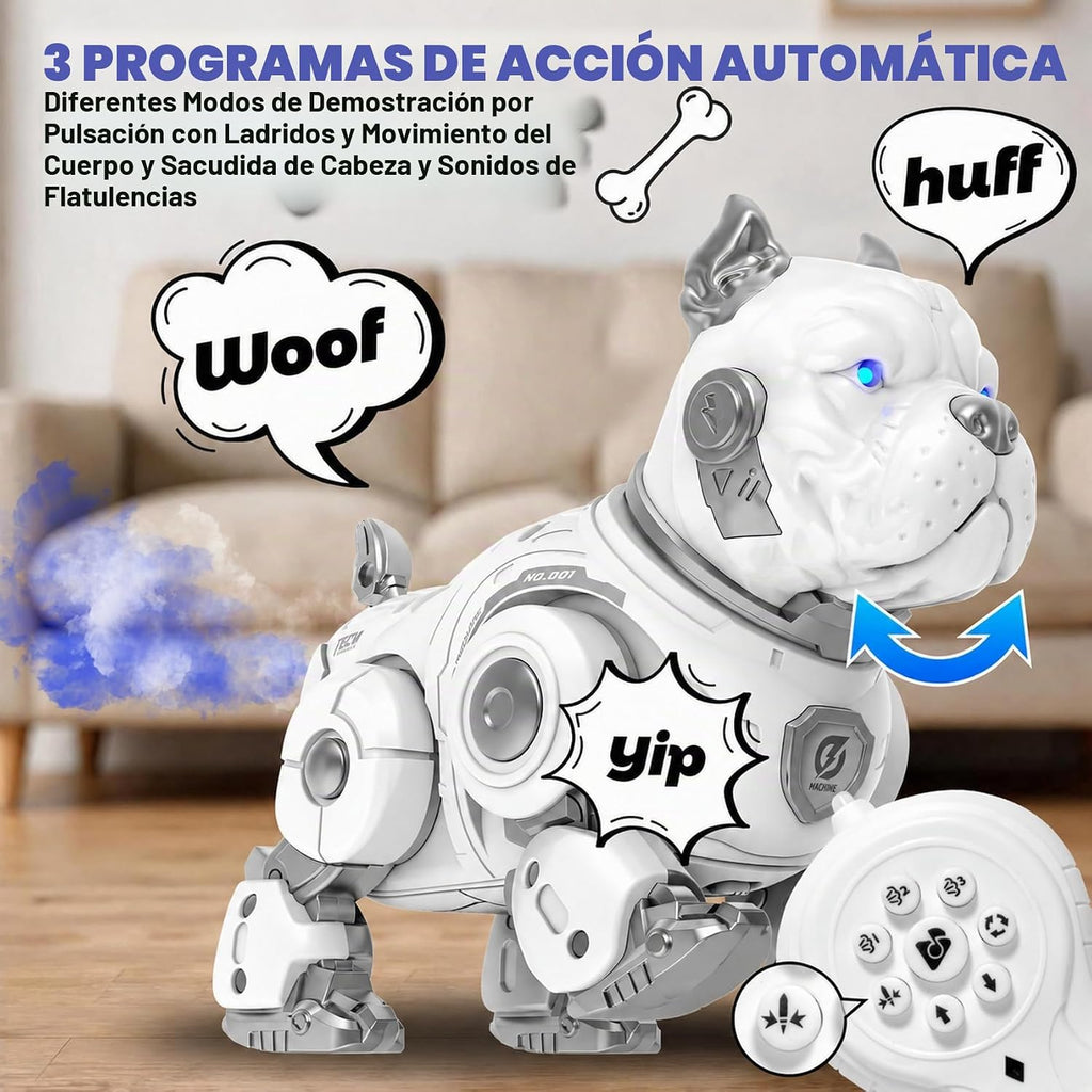 Perro de control remoto, robot de pedos Spary Bulldog para niños