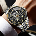OLEVS Reloj cronógrafo de acero inoxidable impermeable para hombre