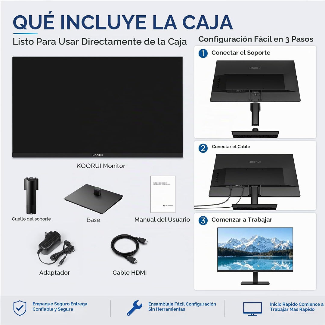 Monitor de computadora KOORUI de 24 pulgadas, 144 Hz FHD VA para es...