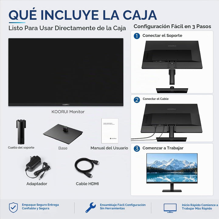 Monitor de computadora KOORUI de 24 pulgadas, 144 Hz FHD VA para es...