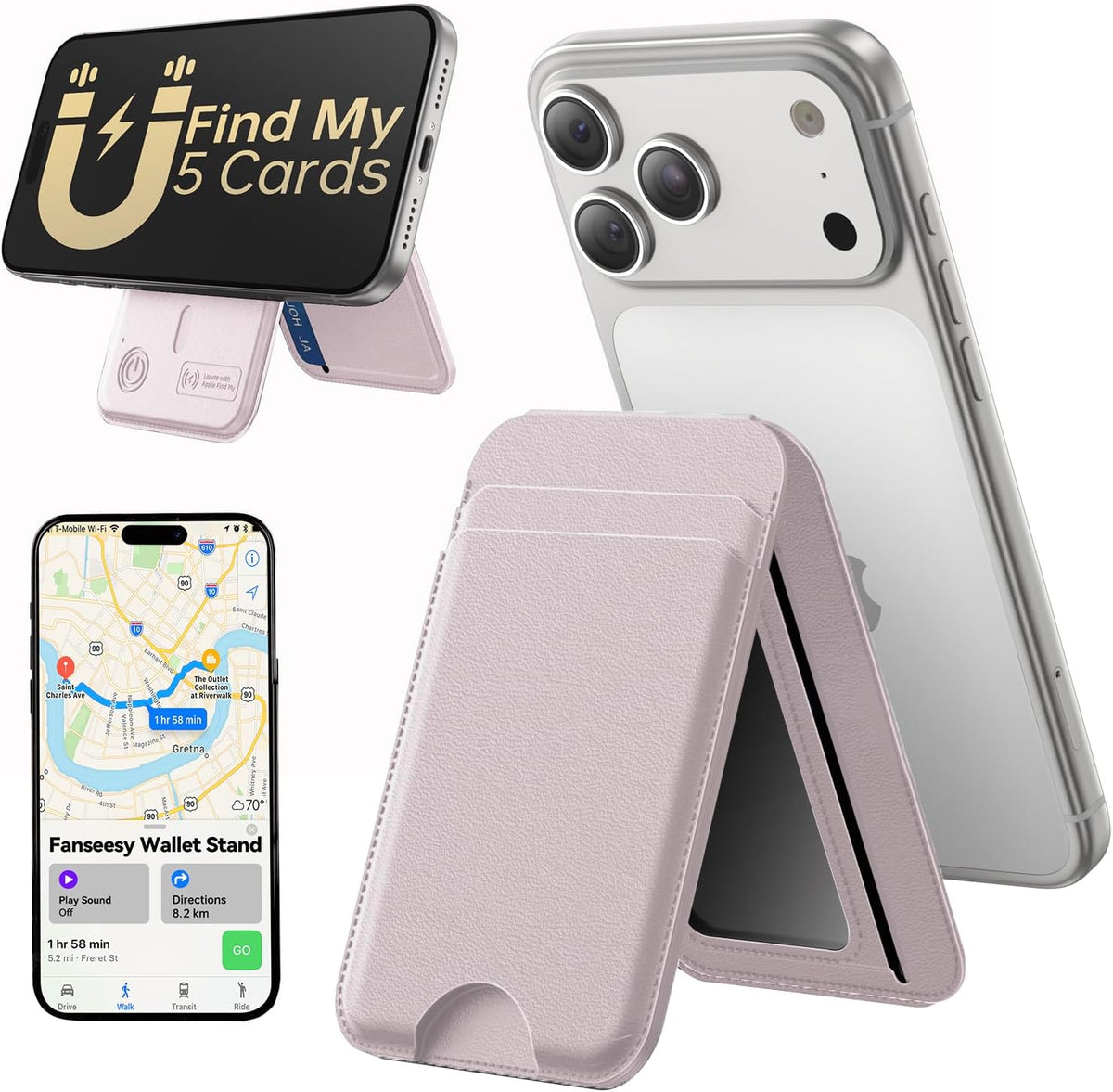 TWZKG para cartera MagSafe, soporte para 5 tarjetas con soporte para funda