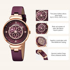 Relojes de Mujer Flor de Cerezo Reloj de Mujer Esfera de Madreperla Reloj de Dama con Correa de Cuero Forma de Pétalo Sakura Relojes de Flor de Cerezo para Mujeres Cristal de Zafiro para Durabilidad y