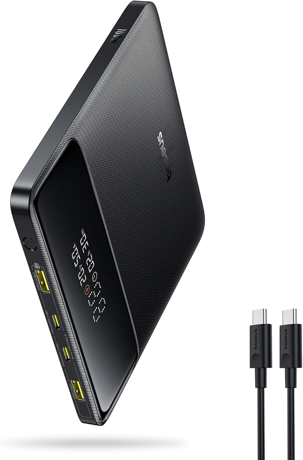 Baseus Cargador portátil para laptop de 100 W, 20000 mAh, cargador de batería de viaje Blade carga rápida 2 USB-C y 2 puertos USB-A, paquete de batería de cubierta de vapor para MacBook iPad iPhone 17