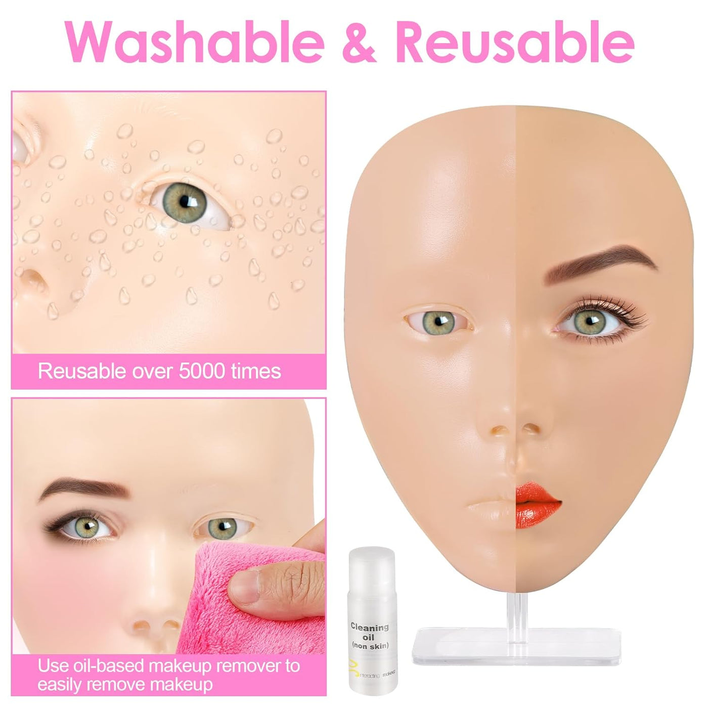 Kit de práctica de maquillaje 3D, tablero de práctica de silicona r...