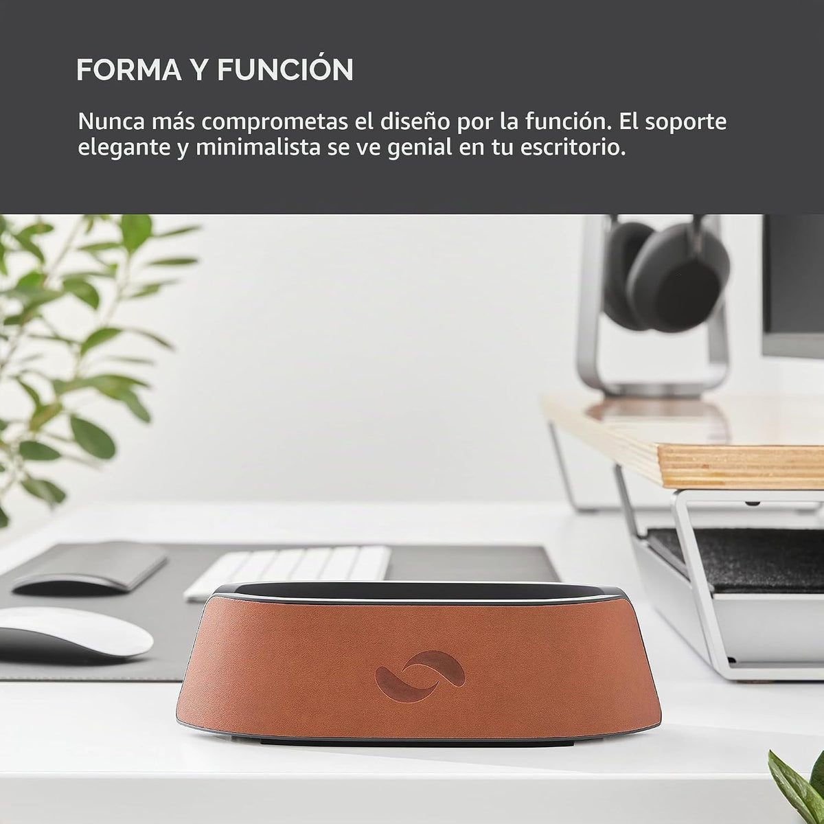 HumanCentric Soporte vertical para laptop en cuero vegano coñac, so...