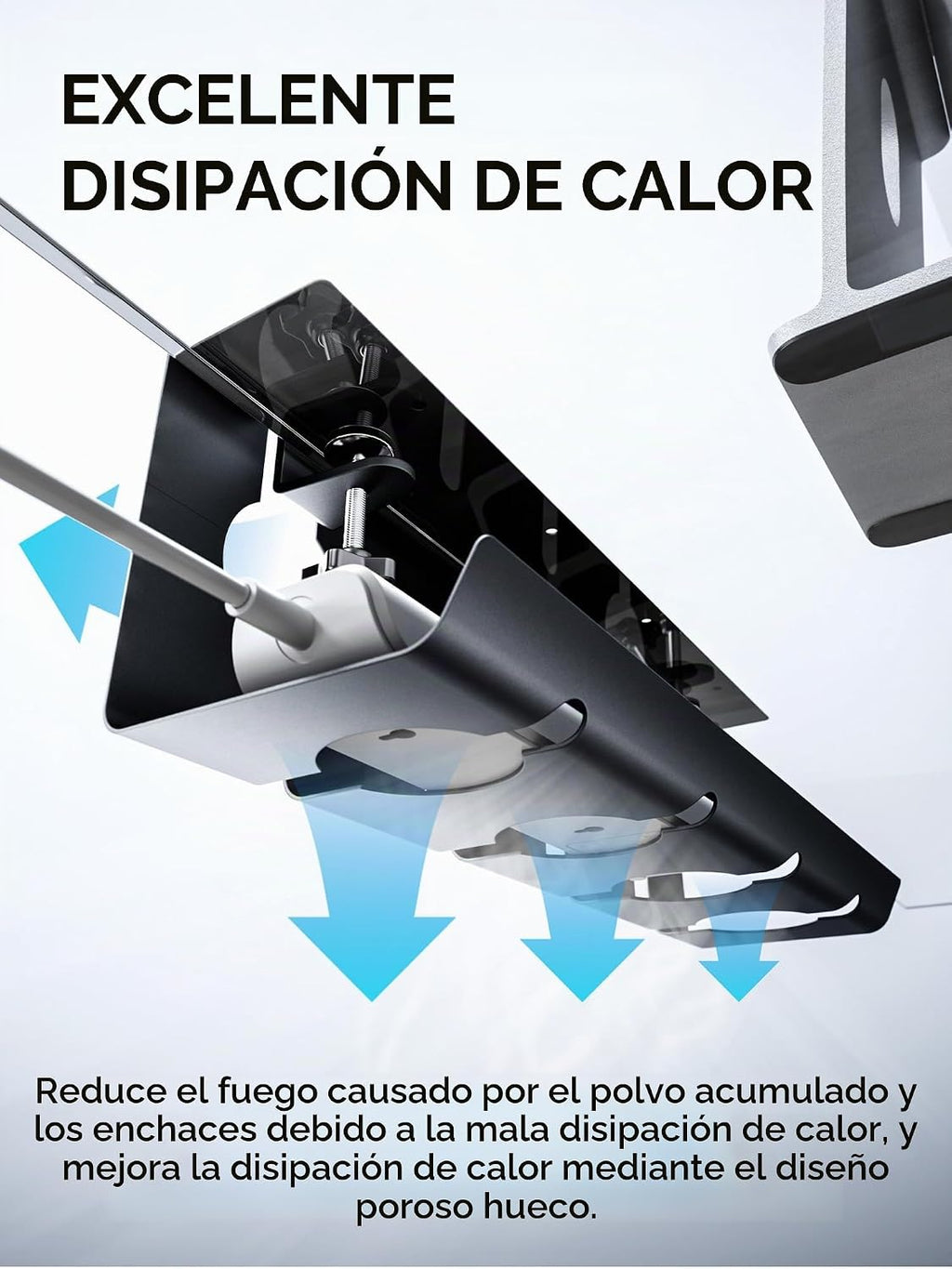 Bandeja de Gestión de Cables Debajo del Escritorio Sin Taladro, Gestión de Cables de 17'', Sujeción Sin Perforaciones, Bandeja de Cables de Metal, Organizador de Cables Debajo del Escritorio