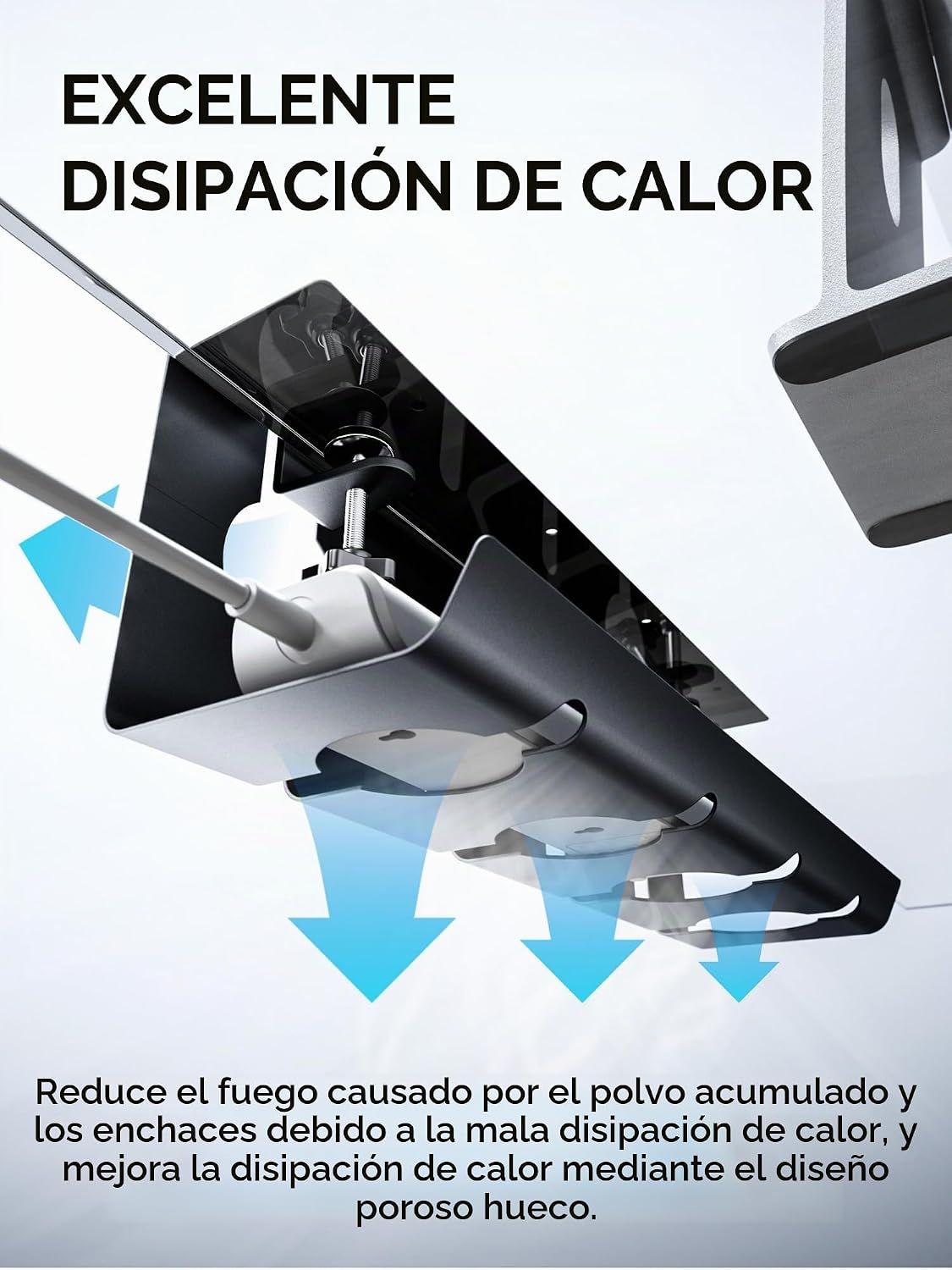 Bandeja de Gestión de Cables Debajo del Escritorio Sin Taladro, Gestión de Cables de 17'', Sujeción Sin Perforaciones, Bandeja de Cables de Metal, Organizador de Cables Debajo del Escritorio