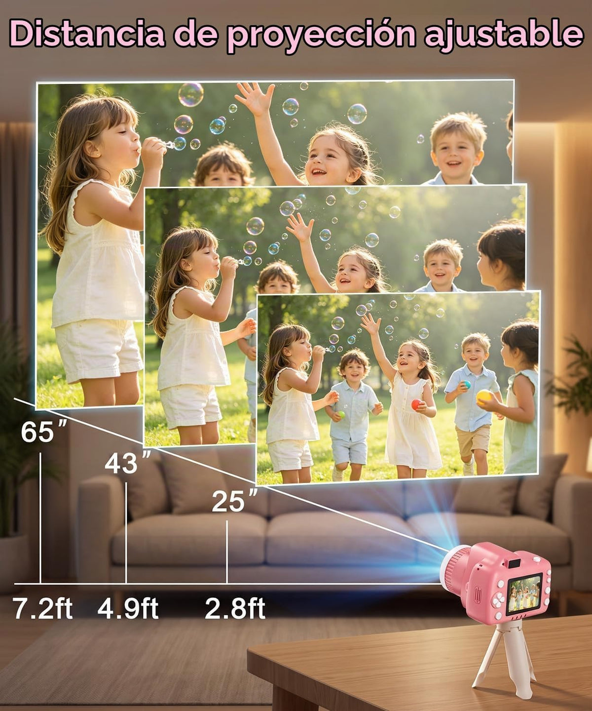 Juguetes de cámara para niños con proyector para niñas de 5 a 12 años (rosa