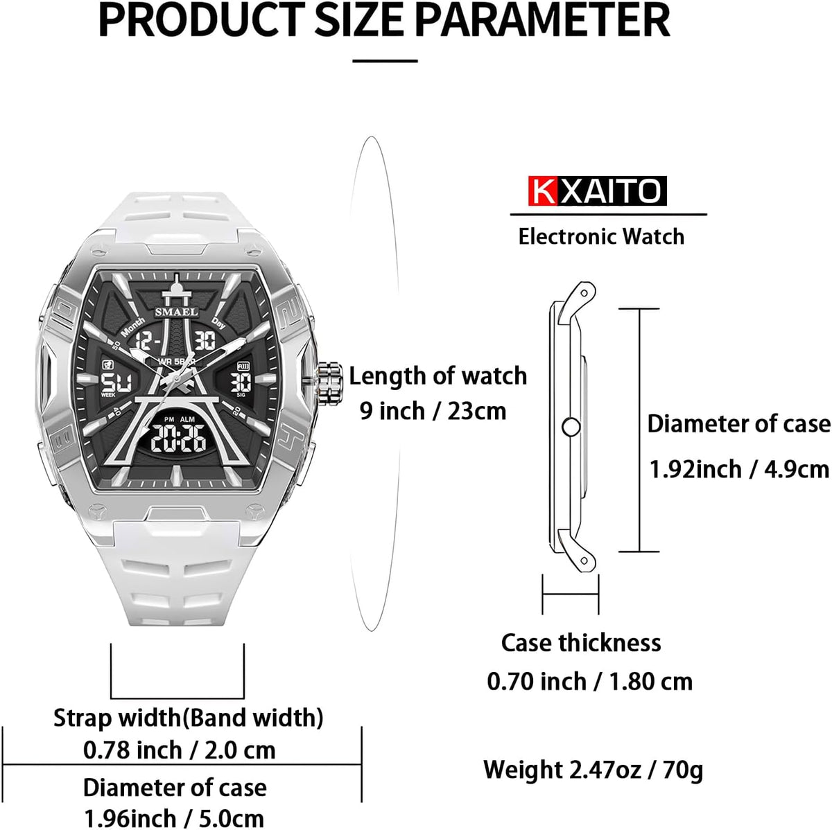 Reloj deportivo para hombre – Moda clásica 50M impermeable doble pantalla (analógico y digital) – Luz nocturna LED, cronómetro, alarma, 6 opciones de color regalo