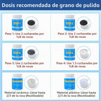 Kit de recambio de grano y pulido de grano grande de 10 libras, pulido de granos de 4 escalones, rocas de hasta 70 libras, medios de rotación doble (pellets de cerámica y plástico), ideal para