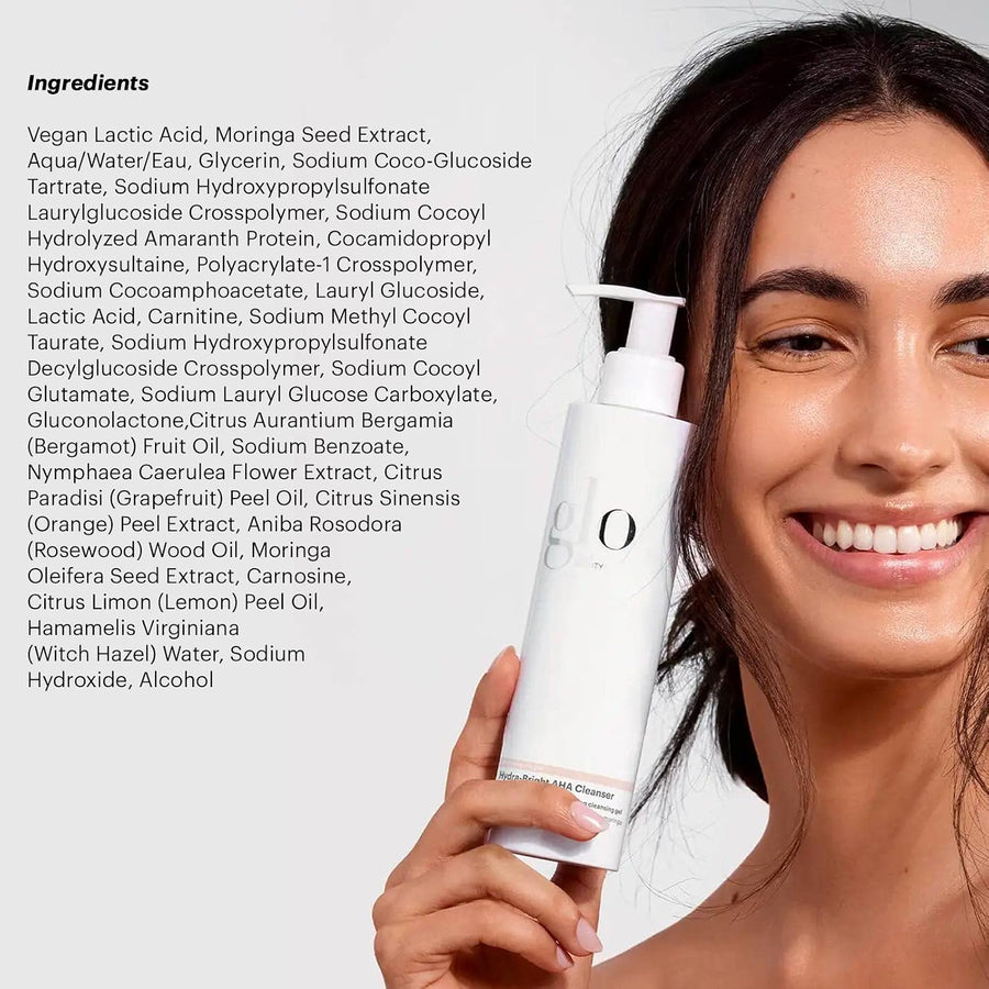 Glo Skin Beauty Hydra-Bright AHA Cleanser | Limpiador de gel espumo...