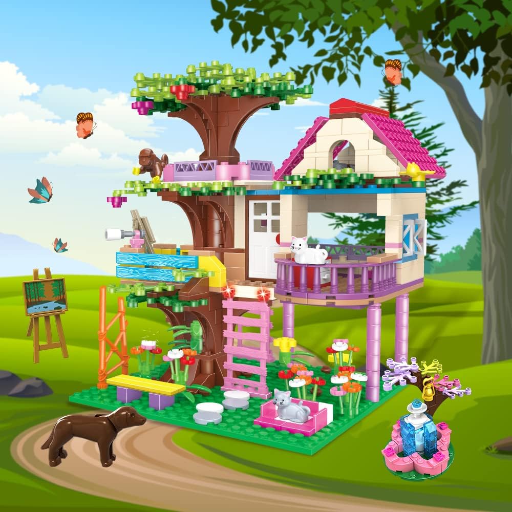 HOGOKIDS Juego de construcción de casa del árbol con luz