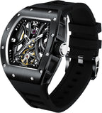 Paras Crown Relojes Automáticos para Hombre Caja de Acero Correa de Silicona Analógico 30M Resistente al Agua Reloj Mecánico Relojes de Moda para Hombre Relojes De Hombre