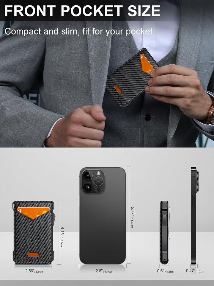 Cartera para hombre RFID con 2 ventanas de identificación y clip pa...