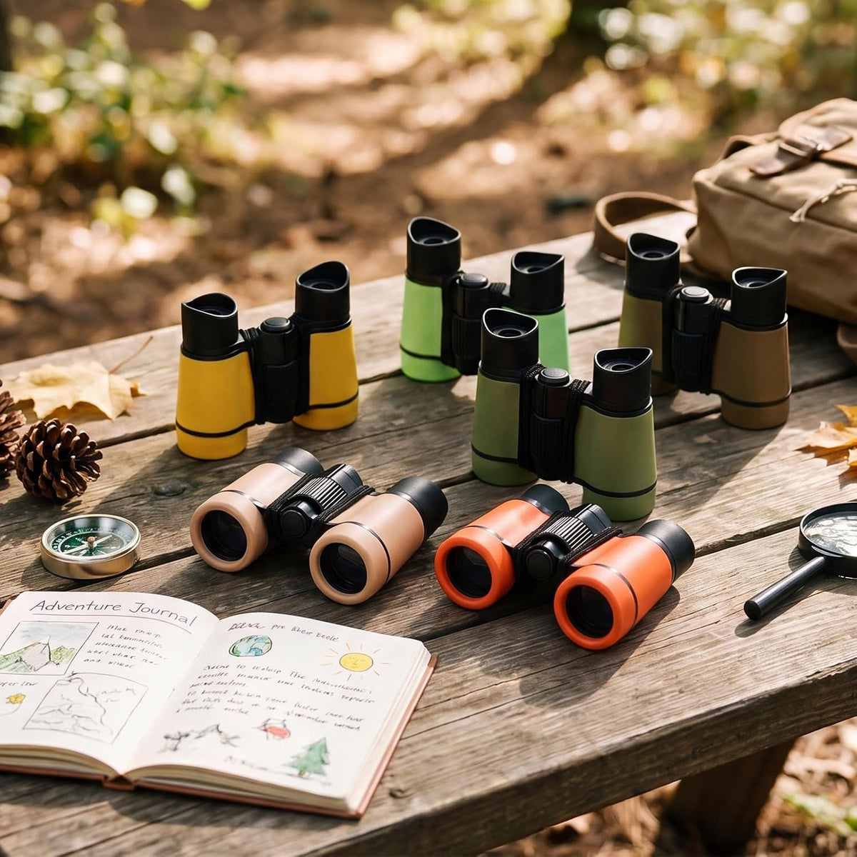 Foilswirl Paquete de 18 prismáticos para niños, a prueba de golpes, mini prismáticos compactos para niñas y niños, pequeño telescopio plegable para observación de aves, aprendizaje educativo