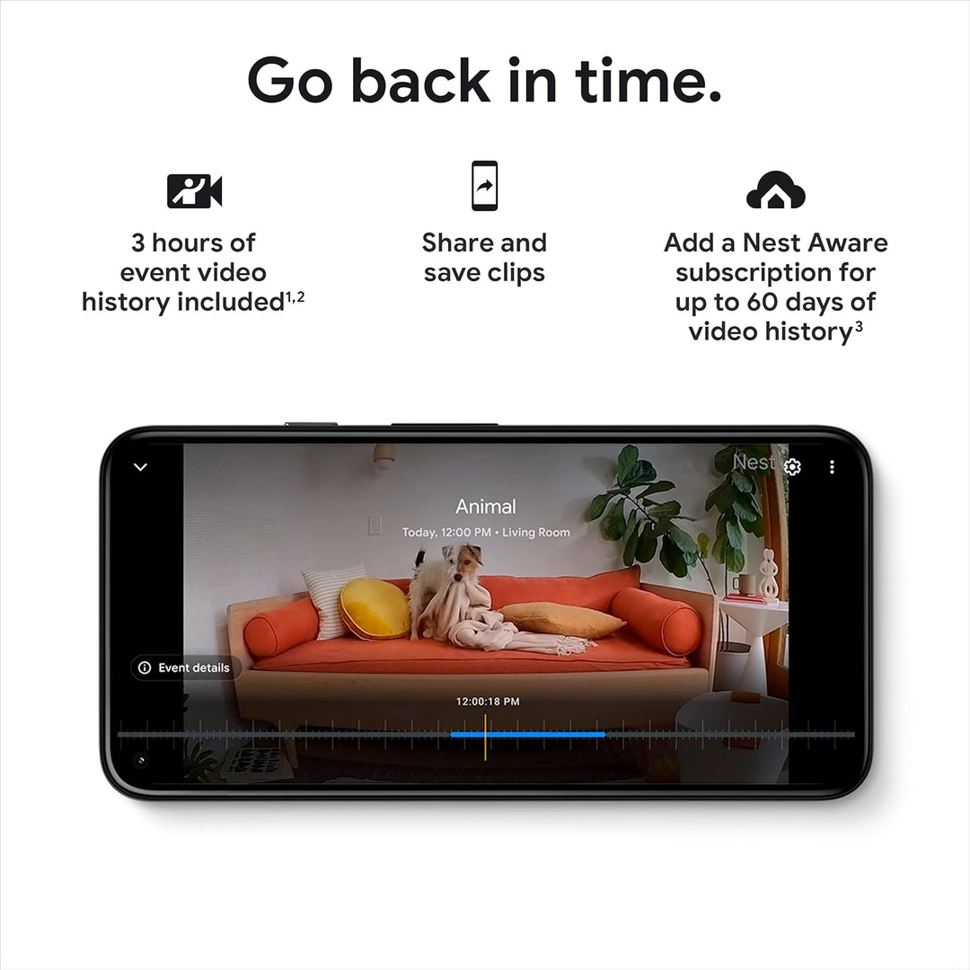 Google Cámara de seguridad Nest para interiores 1080p (cableada) -...