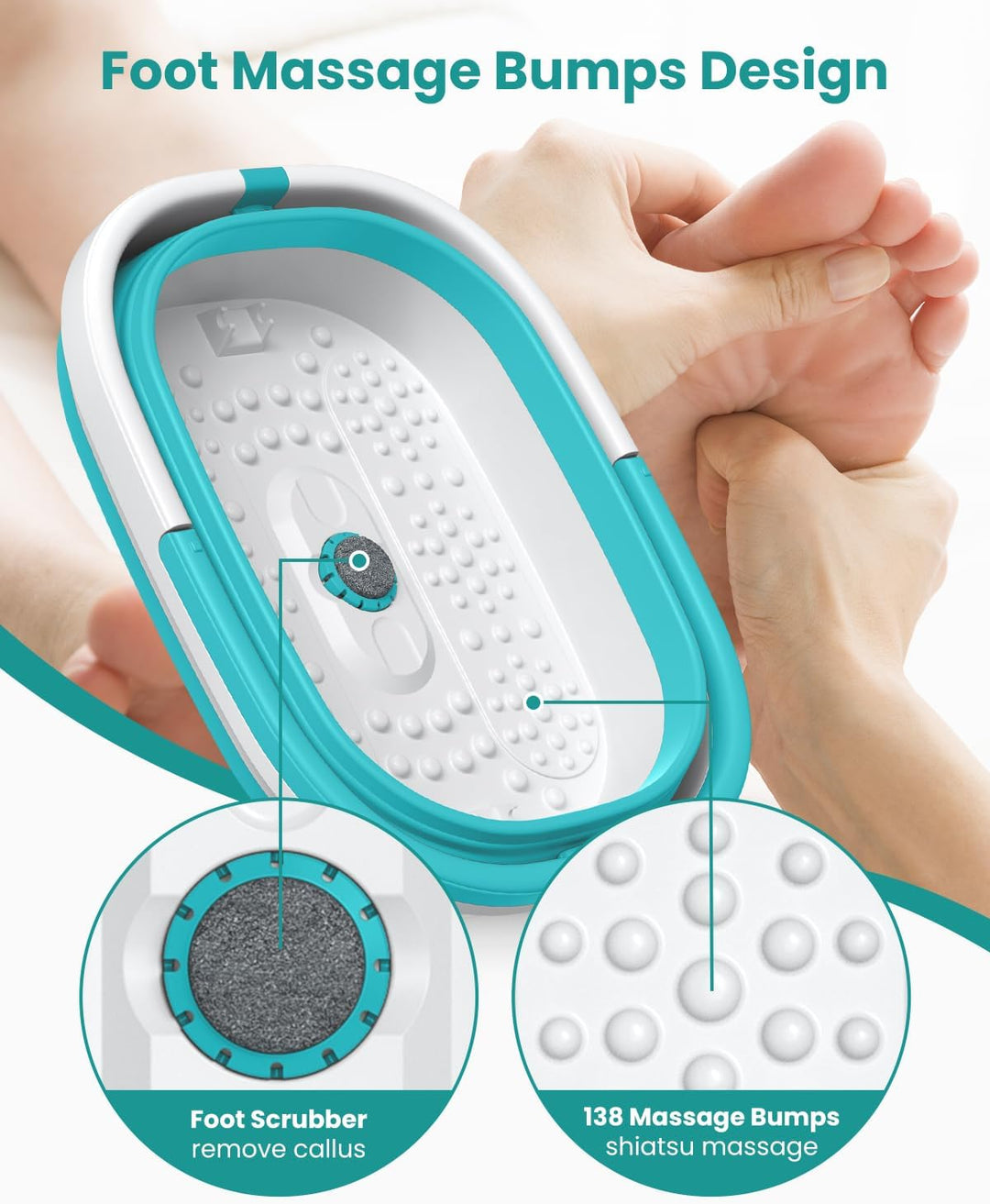 Nekteck Tina Plegable para Remojo de Pies con Cubo para Bañera de P...