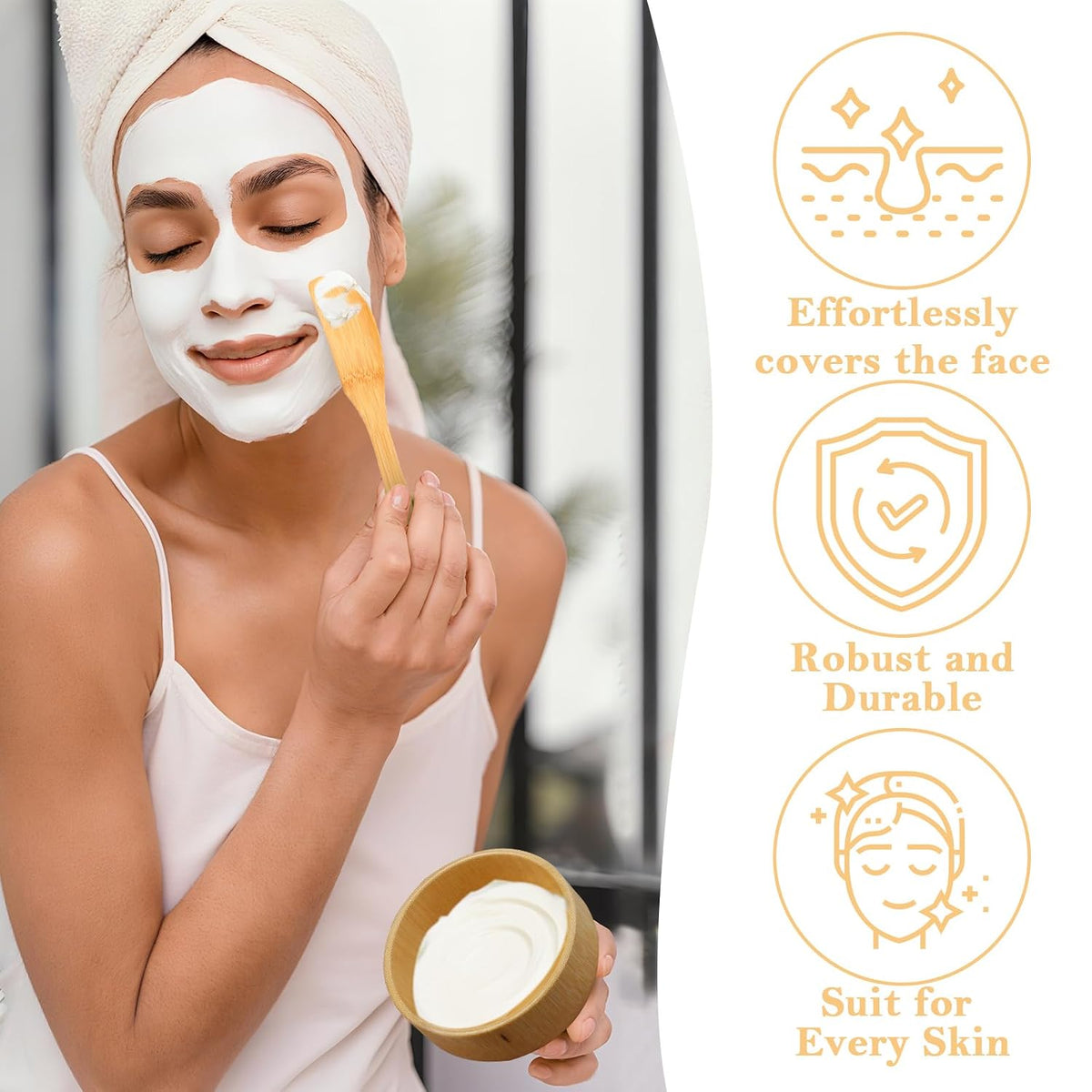 14 piezas de suministros de esteticista de bambú, 2 tazones para me...